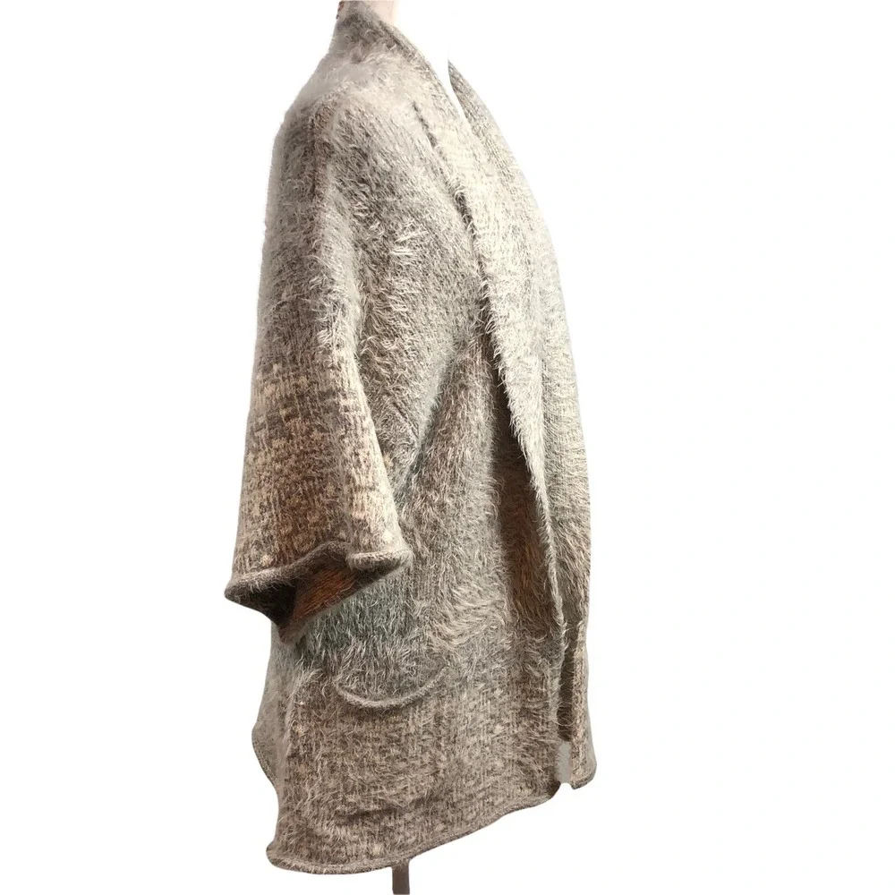 Easel Cardigan Womens‎ S Open Ombré Long Boho Slouchy Boyfriend Neutral Eyelash